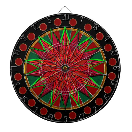 Art Deco Kerstmis Poinsettia Dartbord (Voorkant)
