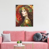 Art Deco Kerstmis Reflecties van een Vrouw Canvas Afdruk (Insitu (Woonkamer))