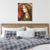 Art Deco Kerstmis Reflecties van een Vrouw Canvas Afdruk (Insitu (Slaapkamer))