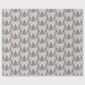 Art Deco Kerstmis Rode Ornamenten Winter Cadeaupapier (Vlak)