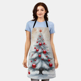 Art Deco Kerstmis Rode Ornamenten Winter Schort