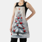 Art Deco Kerstmis Rode Ornamenten Winter Schort (Insitu)