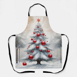 Art Deco Kerstmis Rode Ornamenten Winter Schort