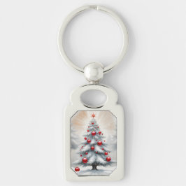 Art Deco Kerstmis Rode Versiering Winter Sleutelhanger