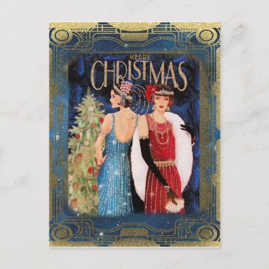 Art Deco-kerstMode Briefkaart (Voorkant)