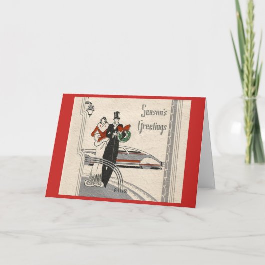 Art Deco kerstpaar, Feestdagen Kaart (Voorkant)