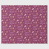 Art Deco Kerstrendier Aangepaste naam Plum Gold Cadeaupapier (Vlak)