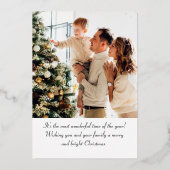 Art Deco Kerstrendier foto groen goud Folie Feestdagenkaart (Achterkant)