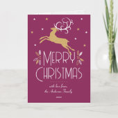 Art Deco Kerstrendier Foto Plum Gold Feestdagen Kaart (Voorkant)