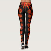 Art Deco-kerstrood poinsettia op zwart Leggings (Achterkant)