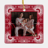 Art Deco Kerstster Vakantie Rood Keramisch Ornament (Voorkant)