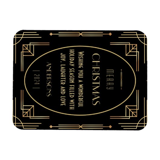 Art deco Kerstvakantie fotomagneet Magneet (Horizontaal)