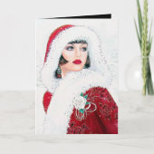 art deco Kerstvakantie retro dame voeg bericht toe Feestdagen Kaart (Voorkant)