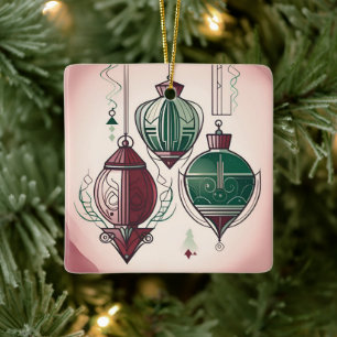 Art Deco Kerstversiering Keramisch Ornament