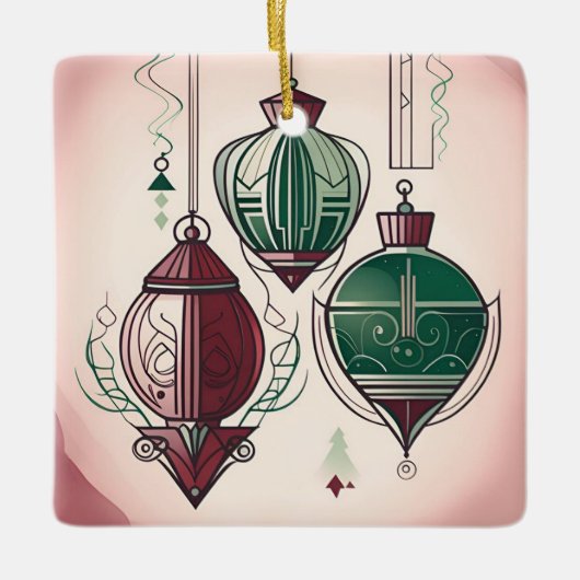 Art Deco Kerstversiering Keramisch Ornament (Voorkant)
