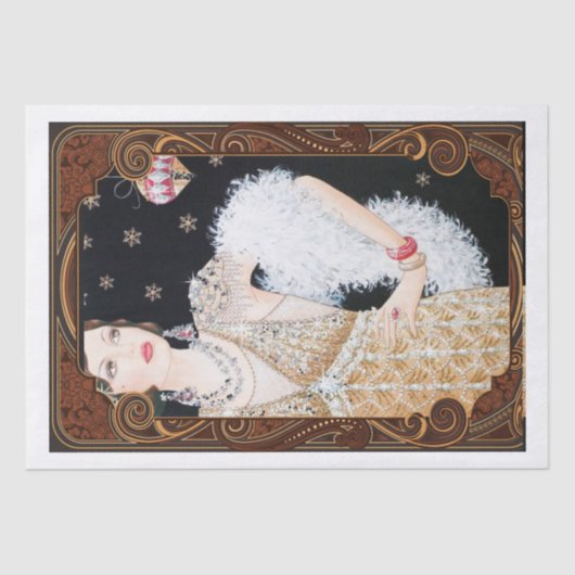 Art Deco-kerstvrouw-ontkoppeling Tissuepapier (Voorkant)