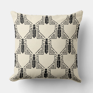 Art Deco Kever Pattern - Zwart op Crème Kussen