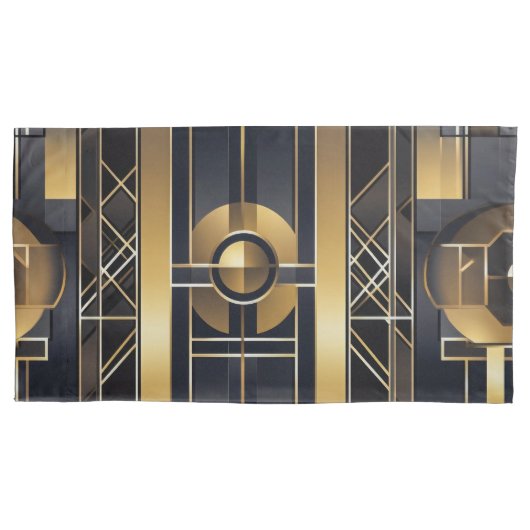 Art Deco King Pair Kussensloop (Voorkant-Links)