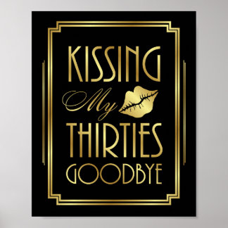Art Deco KISSING MY DERHEDEN GOODBYE Sign Print