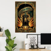 Art Deco Klapbord Cyborg Silhouet Kunst Poster (Thuiskantoor)