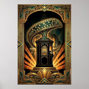 Art Deco Klapbord Cyborg Silhouet Kunst Poster