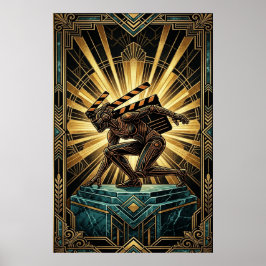 Art Deco Klapbord Cyborg Silhouet Kunst Poster
