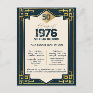 Art Deco Klas van 1976 50 Jaar Middelbare School R Briefkaart