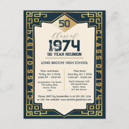 Art Deco Klasse van 1974 50 Jaar High School Reuni Briefkaart