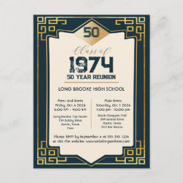 Art Deco Klasse van 1974 50 Jaar High School Reuni Briefkaart
