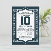 Art Deco Klasse van 2014 10 Jaar High School Reuni Kaart (Staand voorkant)