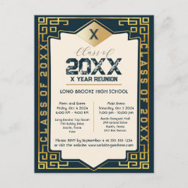 Art Deco "Klasse van" Blank Afstuderen Jaar Reünie Briefkaart