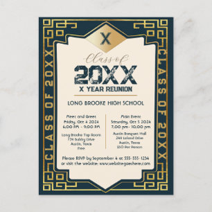 Art Deco "Klasse van" Blank Afstuderen Jaar Reünie Briefkaart
