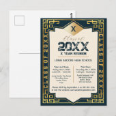 Art Deco "Klasse van" Blank Afstuderen Jaar Reünie Briefkaart (Voorkant / Achterkant)