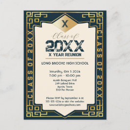 Art Deco "Klasse van" Uw Jaar High School Reunion Briefkaart