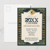 Art Deco "Klasse van" Uw Jaar High School Reunion Briefkaart (Voorkant / Achterkant)