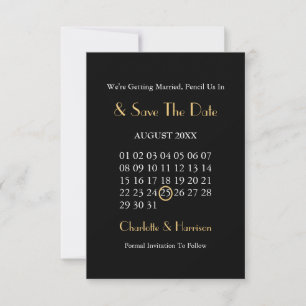 Art Deco Klasse Zwart Goud Bruiloft Save The Date