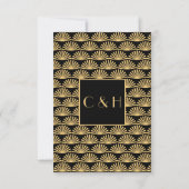Art Deco Klasse Zwart Goud Bruiloft Save The Date (Achterkant)