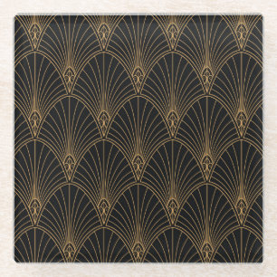 Art deco: klassiek geometrisch patroon. glazen onderzetter