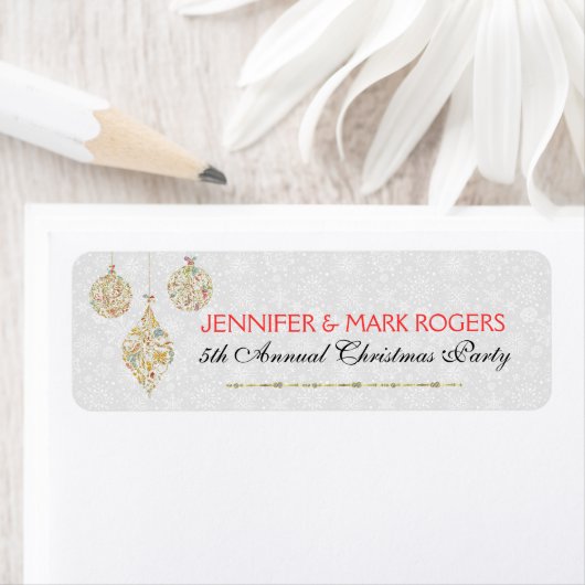 Art-Deco Kleurrijke Bloemen Kerstversiering Etiket (Insitu)