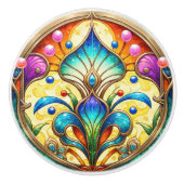 Art Deco Kleurrijke Jugendstil Bloemen Keramische Knop (Voorkant)