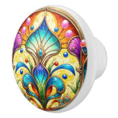 Art Deco Kleurrijke Jugendstil Bloemen Keramische Knop (Rechts)