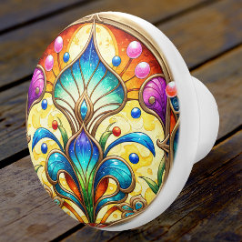 Art Deco Kleurrijke Jugendstil Bloemmotief Keramische Knop