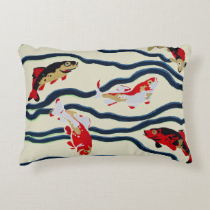 Art Deco Kleurrijke Karper Zwemmend Marine Decorat Accent Kussen