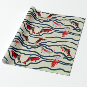 Art Deco Kleurrijke Karper Zwemmend Marine Decorat Cadeaupapier