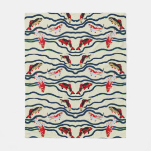 Art Deco Kleurrijke Karper Zwemmend Marine Decorat Fleece Deken