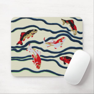 Art Deco Kleurrijke Karper Zwemmend Marine Decorat Muismat