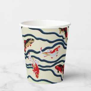 Art Deco Kleurrijke Karper Zwemmend Marine Decorat Papieren Bekers