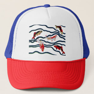 Art Deco Kleurrijke Karper Zwemmend Marine Decorat Trucker Pet