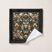Art Deco Kleurrijke Uil Bad Handdoek (Wasdoekje)