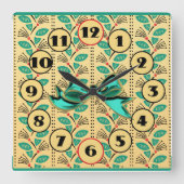 Art Deco Klimatende aardbeiboomwijnstokken Vierkante Klok (Voorkant)